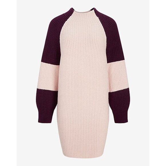Express Colorblock Mock Neck Shift Sweater Dress XS - Picture 4 of 4
